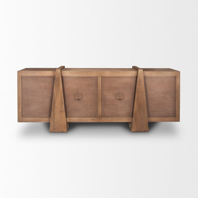 78" Brown Solid Wood Sideboard With Four Doors HomeRoots