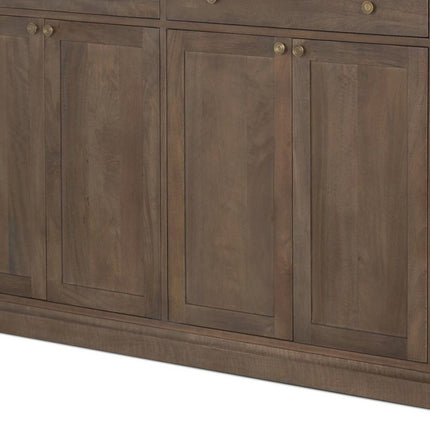 82" Brown Solid Wood Three Drawer Sideboard With Six Doors HomeRoots