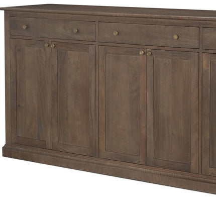 82" Brown Solid Wood Three Drawer Sideboard With Six Doors HomeRoots
