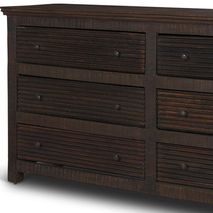 60" Brown Solid Wood Six Drawer Sideboard HomeRoots