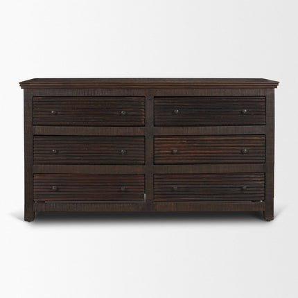 60" Brown Solid Wood Six Drawer Sideboard HomeRoots