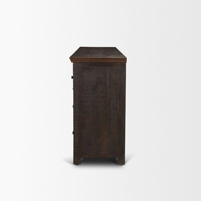 60" Brown Solid Wood Six Drawer Sideboard HomeRoots