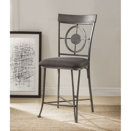 ACME 73182 Landis Counter Height Chair (Set-2), Fabric & Gunmetal