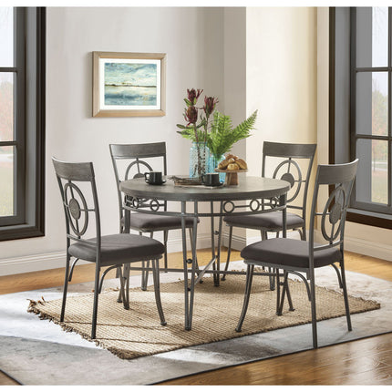 ACME 73185 Landis Dining Table, Oak & Gunmetal