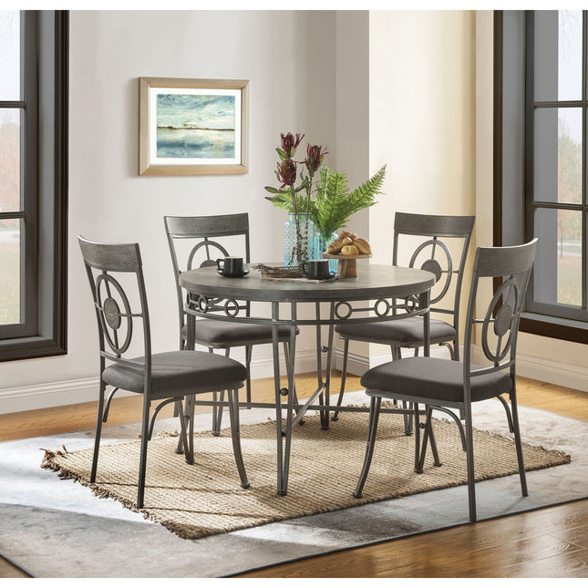 ACME 73185 Landis Dining Table, Oak & Gunmetal