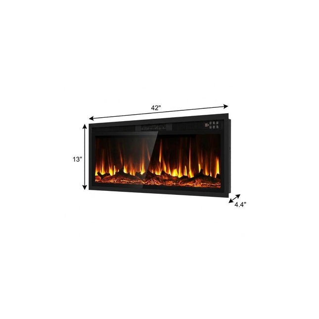 42" Black And Red Metal Electric Fireplace Insert With LED HomeRoots