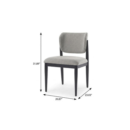 Set of Two Gray and Black Fabric Dining Side Chairs