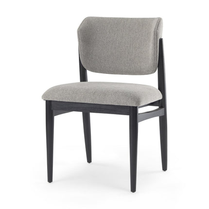 Set of Two Gray and Black Fabric Dining Side Chairs