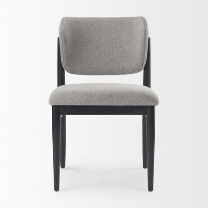Set of Two Gray and Black Fabric Dining Side Chairs