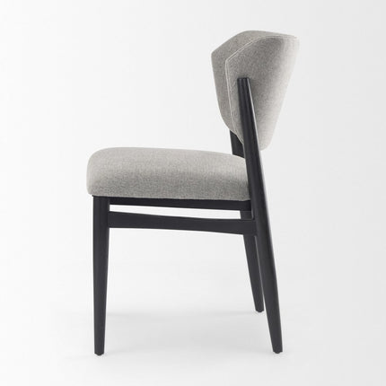 Set of Two Gray and Black Fabric Dining Side Chairs