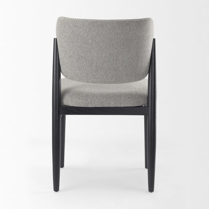 Set of Two Gray and Black Fabric Dining Side Chairs