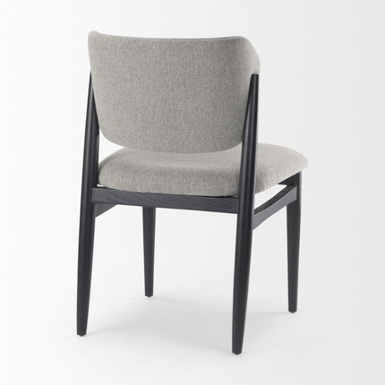 Set of Two Gray and Black Fabric Dining Side Chairs