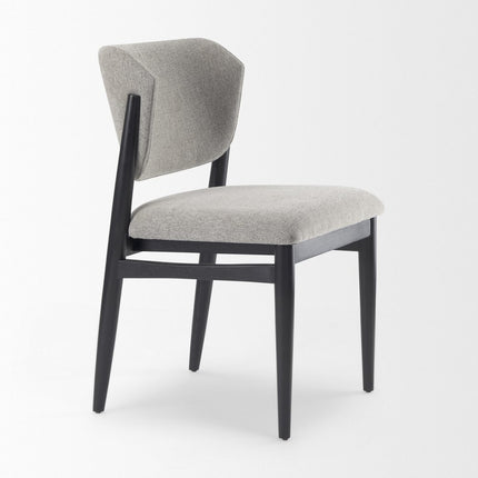 Set of Two Gray and Black Fabric Dining Side Chairs