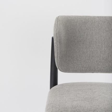 Set of Two Gray and Black Fabric Dining Side Chairs