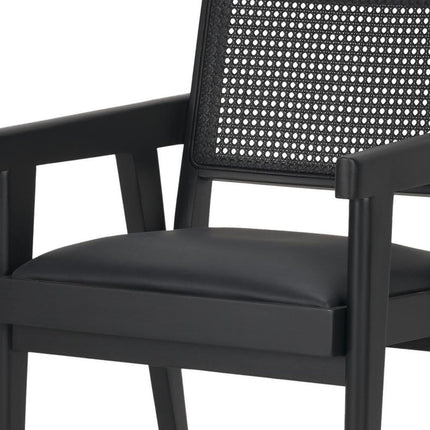 Black Leather Dining Side Chair