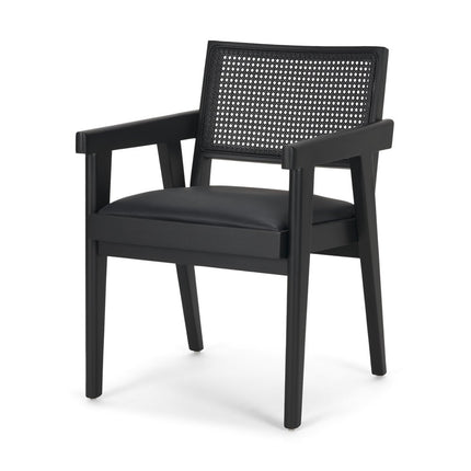 Black Leather Dining Side Chair