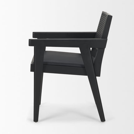 Black Leather Dining Side Chair