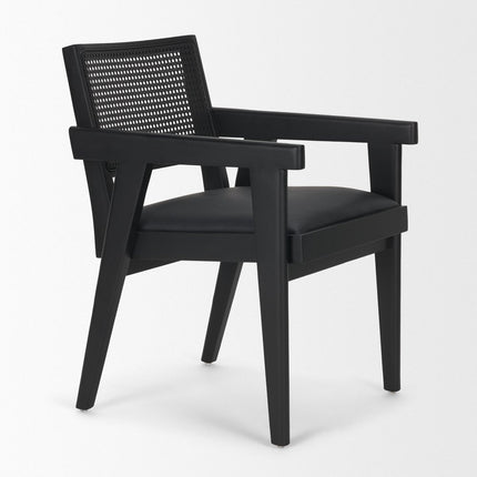 Black Leather Dining Side Chair