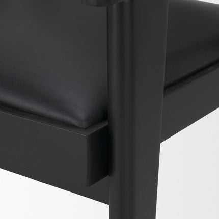 Black Leather Dining Side Chair