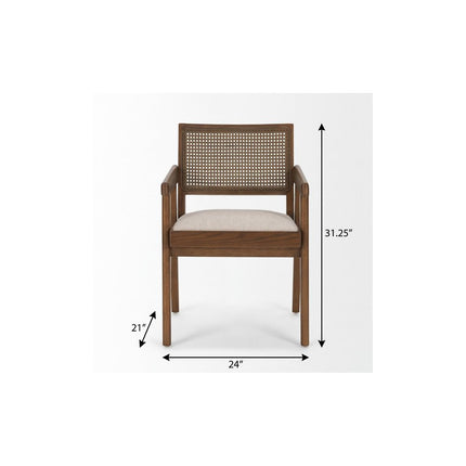 Cream and Brown Fabric Dining Side Chair