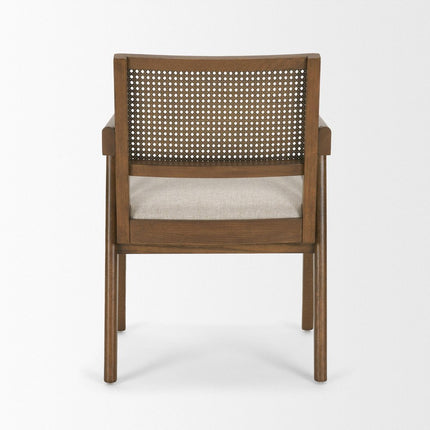 Cream and Brown Fabric Dining Side Chair