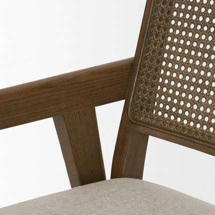 Cream and Brown Fabric Dining Side Chair