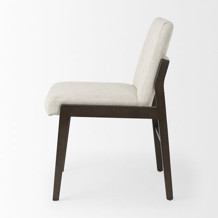 Cream and Brown Fabric Dining Side Chair