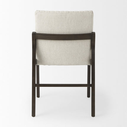 Cream and Brown Fabric Dining Side Chair