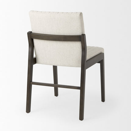 Cream and Brown Fabric Dining Side Chair