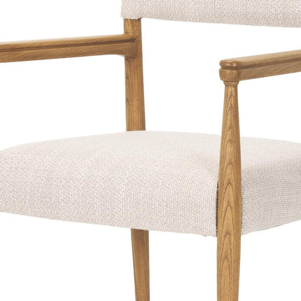 Gray and Brown Fabric Open Back Dining Arm Chair