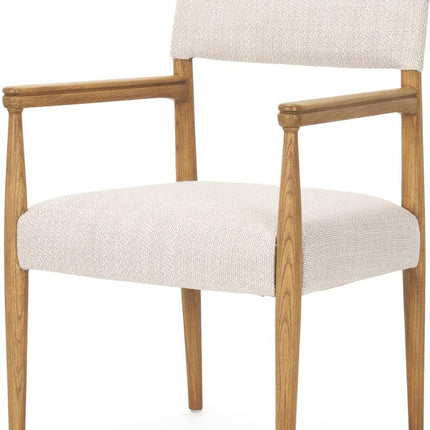 Gray and Brown Fabric Open Back Dining Arm Chair