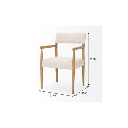 Gray and Brown Fabric Open Back Dining Arm Chair