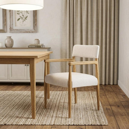 Gray and Brown Fabric Open Back Dining Arm Chair