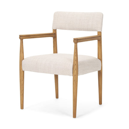 Gray and Brown Fabric Open Back Dining Arm Chair