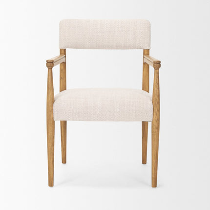Gray and Brown Fabric Open Back Dining Arm Chair