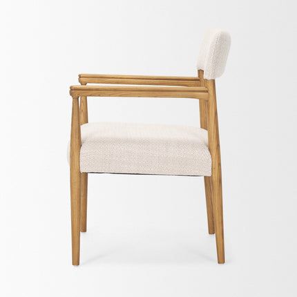 Gray and Brown Fabric Open Back Dining Arm Chair