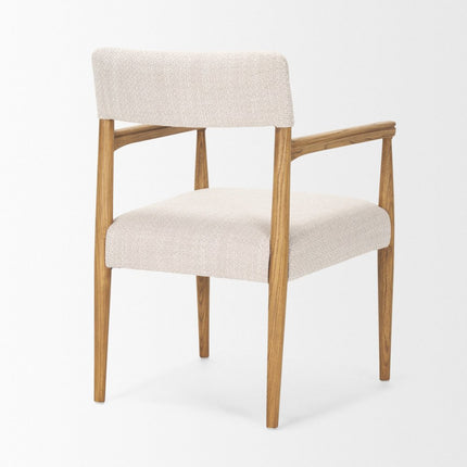 Gray and Brown Fabric Open Back Dining Arm Chair