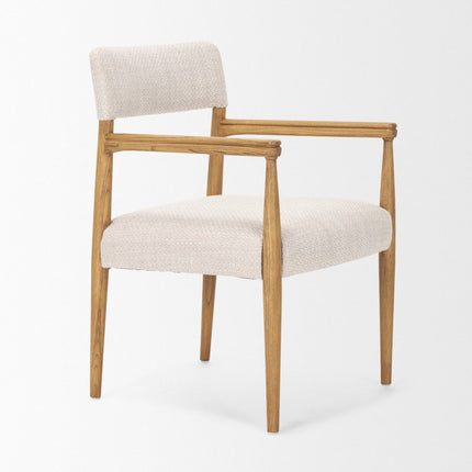 Gray and Brown Fabric Open Back Dining Arm Chair
