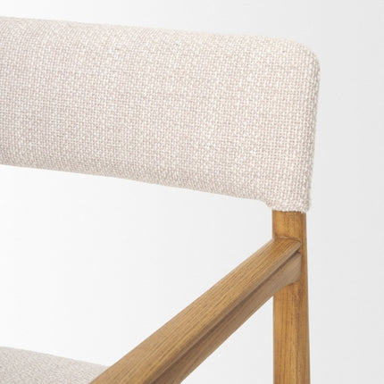 Gray and Brown Fabric Open Back Dining Arm Chair