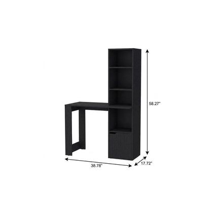 39" Black Wood Pedestal Computer Desk With Hutch HomeRoots