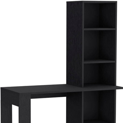 39" Black Wood Pedestal Computer Desk With Hutch HomeRoots