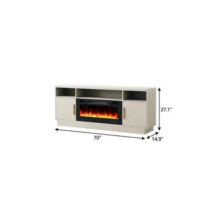 70" Black Wood Fireplace TV Stand With Fireplace HomeRoots