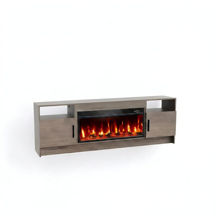 70" Black Wood Fireplace TV Stand With Fireplace HomeRoots