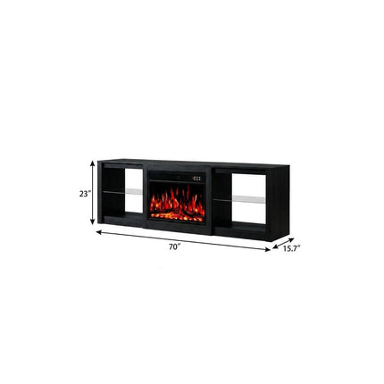 70" Black Wood Fireplace Entertainment Center With Fireplace HomeRoots