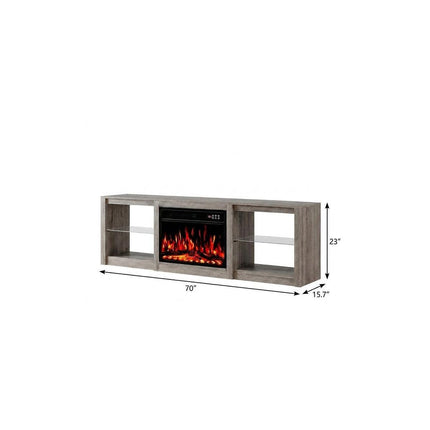 70" Black Wood Fireplace Entertainment Center With Fireplace HomeRoots