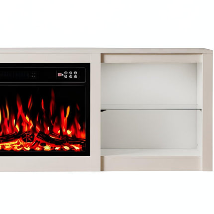 70" Black Wood Fireplace Entertainment Center With Fireplace HomeRoots