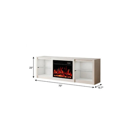 70" Black Wood Fireplace Entertainment Center With Fireplace HomeRoots