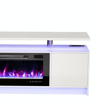70" White Wood Fireplace TV Stand With Fireplace HomeRoots