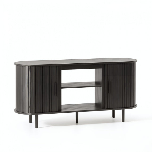 55" Black Wood Fireplace TV Stand With Fireplace HomeRoots