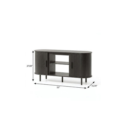 55" Black Wood Fireplace TV Stand With Fireplace HomeRoots